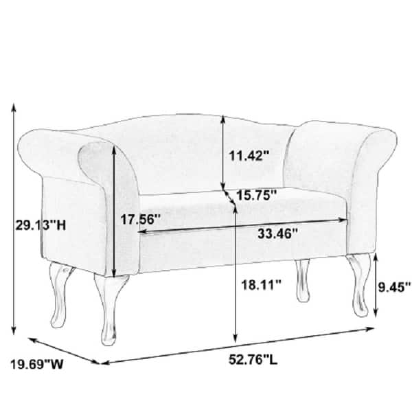 Loveseat Sofa, 53" Love Seat, 2Seat Mid Century Sofas for Living Room, Small Upholstered Linen